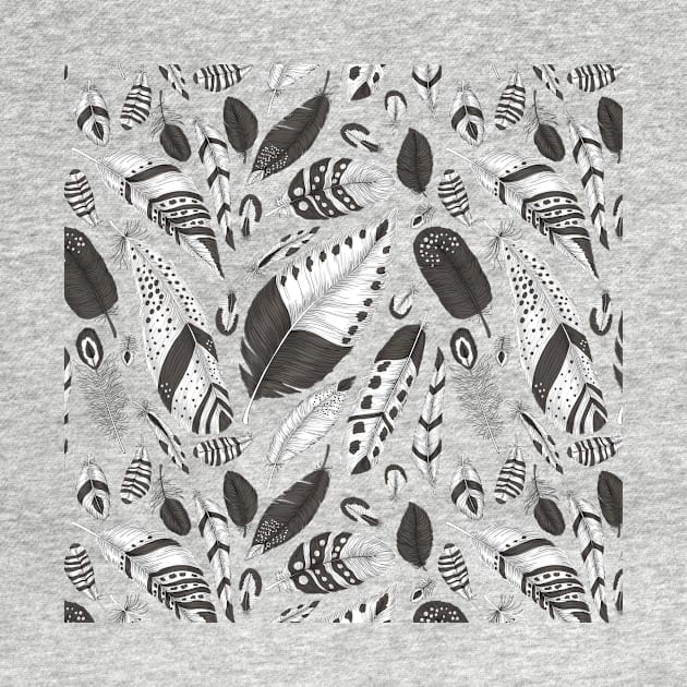 Black and white feathers pattern by katerinamk